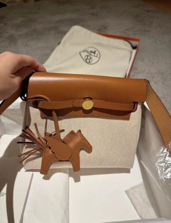mmexport1739266187242-785x1024-1 H Factory Bags Mini herbag Canvas & Swift Rice White & Brown Gold Hardware 20cm Full Handmade