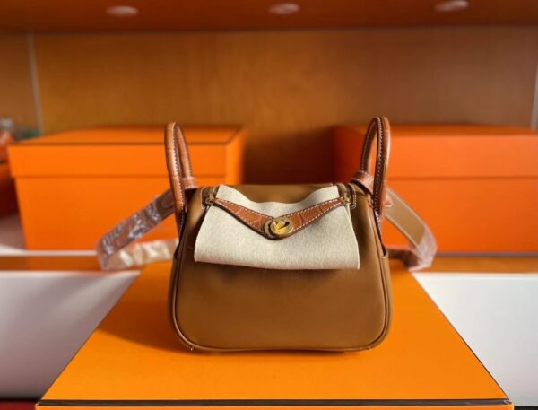 mmexport1739266270220-1024x780-1 H Factory Bags Mini Lindy Touch Swift & Crocodile Leather Golden Brown Gold Hardware 20cm Full Handmade