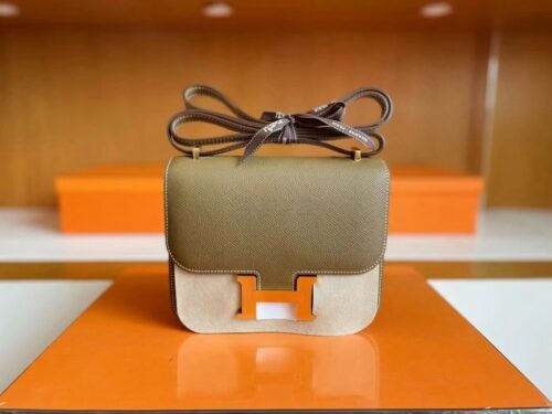 H Factory Bags Constance Epsom CK18 Etoupe Grey Gold Hardware 18cm Full Handmade