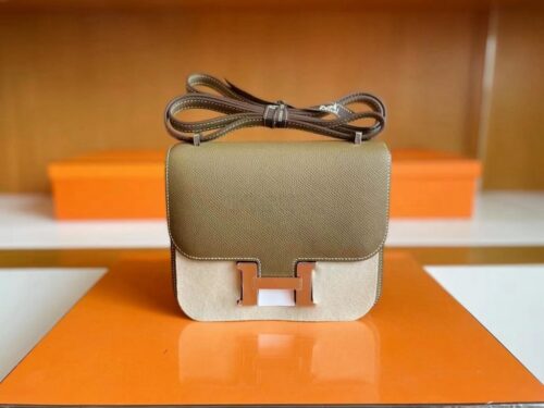 H Factory Bags Constance Epsom CK18 Etoupe Grey Silver Hardware 18cm Full Handmade