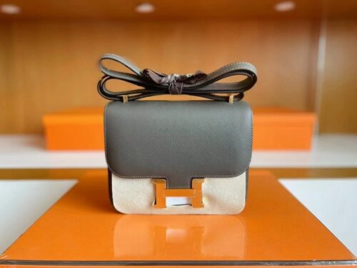 H Factory Bags Constance Epsom 8F Noble Grey Gold Hardware 18cm Full Handmade