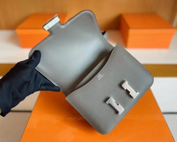 H Factory Bags Constance Epsom 8F Noble Grey Silver Hardware 18cm Full Handmade