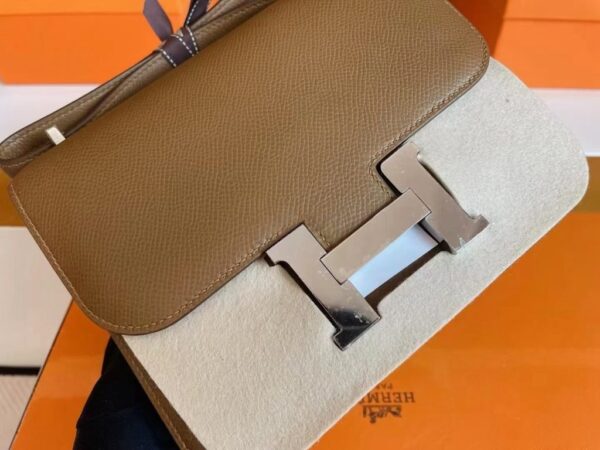 mmexport1739437255621-1024x768-1 H Factory Bags Constance Epsom 3G Light Coffee Silver Hardware 18cm Full Handmade