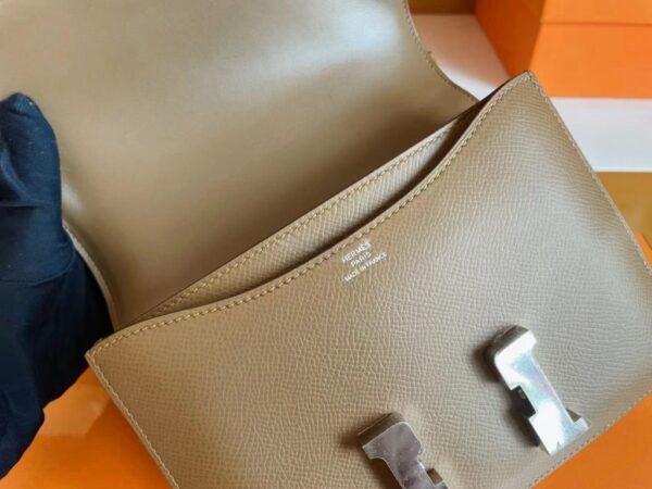 mmexport1739437260656-1024x768-1 H Factory Bags Constance Epsom 3G Light Coffee Silver Hardware 18cm Full Handmade