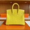 H Factory Bags Birkin Matte Alligator Crocodile M9 Calendula yellow Silver Hardware 25cm Full Handmade