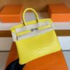 H Factory Bags Birkin Matte Alligator Crocodile M9 Calendula yellow Silver Hardware 25cm Full Handmade