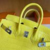 H Factory Bags Birkin Matte Alligator Crocodile M9 Calendula yellow Silver Hardware 25cm Full Handmade