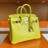 H Factory Bags Birkin Matte Alligator Crocodile M9 Calendula yellow Silver Hardware 25cm Full Handmade