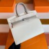 H Factory Bags Birkin Epsom Cream White & M8 Grey Silver Hardware 25cm Full Handmade