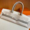 H Factory Bags Birkin Epsom Cream White & M8 Grey Silver Hardware 25cm Full Handmade