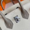 H Factory Bags Birkin Epsom Cream White & M8 Grey Silver Hardware 25cm Full Handmade