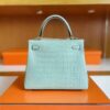 H Factory Bags Kelly Matte Alligator Crocodile 6u Mint green Gold Hardware 25cm Full Handmade