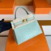 H Factory Bags Kelly Matte Alligator Crocodile 6u Mint green Gold Hardware 25cm Full Handmade