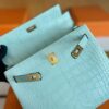 H Factory Bags Kelly Matte Alligator Crocodile 6u Mint green Gold Hardware 25cm Full Handmade