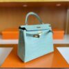 H Factory Bags Kelly Matte Alligator Crocodile 6u Mint green Gold Hardware 25cm Full Handmade