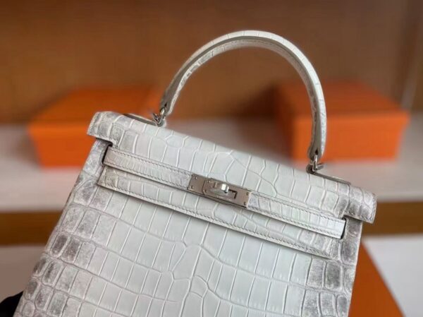 mmexport1739437399208-1024x766-1 H Factory Bags Kelly Matte Crocodile Himalaya Silver Hardware 25cm Full Handmade