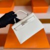 H Factory Bags Mini Kelly Chever Leather Mushroom White Silver Hardware 19cm Full Handmade