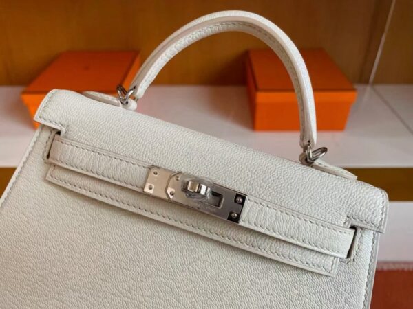 mmexport1739437443597-1024x768-1 H Factory Bags Mini Kelly Chever Leather Mushroom White Silver Hardware 19cm Full Handmade