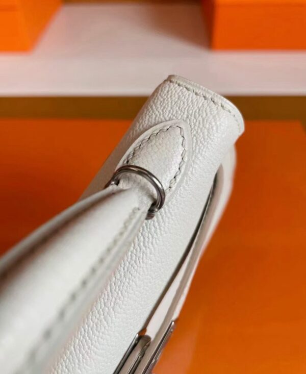 mmexport1739437445152-838x1024-1 H Factory Bags Mini Kelly Chever Leather Mushroom White Silver Hardware 19cm Full Handmade