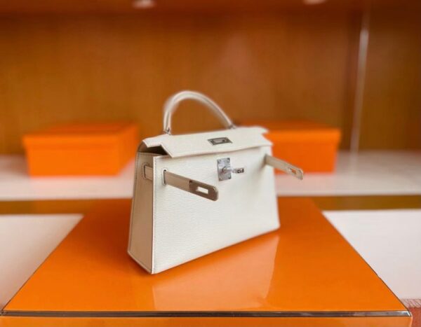 mmexport1739437448447-1024x797-1 H Factory Bags Mini Kelly Chever Leather Mushroom White Silver Hardware 19cm Full Handmade
