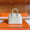H Factory Bags Mini Bolide Chever Leather Cream White Silver Hardware 18cm Full Handmade
