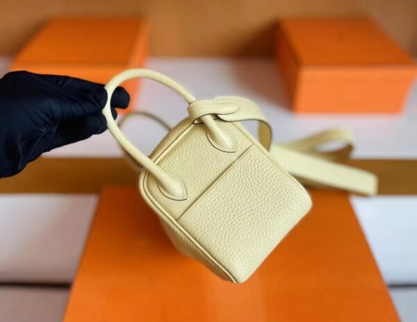 mmexport1739437505487-1024x792-1 H Factory Bags Mini Lindy Togo Leather Light Yellow Silver Hardware 20cm Full Handmade