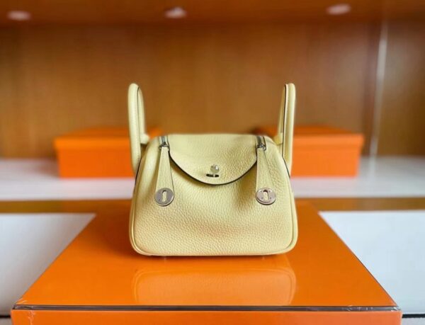 mmexport1739437507047-1024x784-1 H Factory Bags Mini Lindy Togo Leather Light Yellow Silver Hardware 20cm Full Handmade