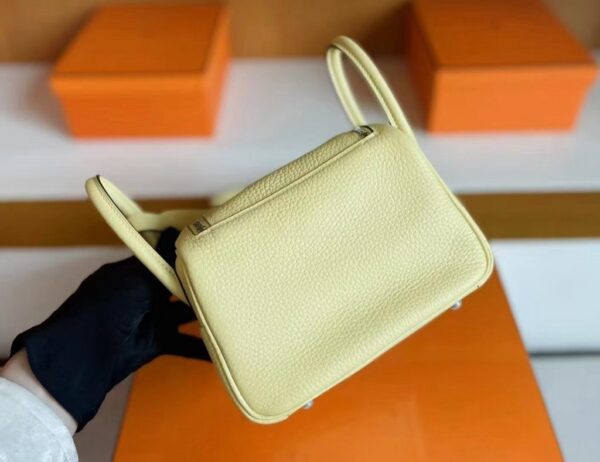 mmexport1739437511643-1024x789-1 H Factory Bags Mini Lindy Togo Leather Light Yellow Silver Hardware 20cm Full Handmade