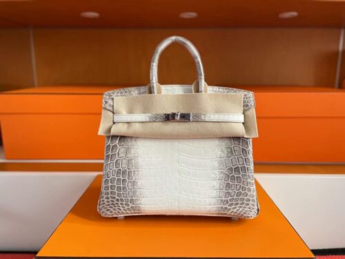 H Factory Bags Birkin Matte Porosus Crocodile Himalaya Silver Hardware 25cm Full Handmade