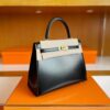 H Factory Bags Kelly Shiny Box Leather Black Gold Hardware 25cm Full Handmade