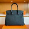 H Factory Bags Birkin Touch Togo & Niloticus Crocodile Black Silver Hardware 30cm Full Handmade