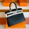 H Factory Bags Birkin Touch Togo & Niloticus Crocodile Black Silver Hardware 30cm Full Handmade