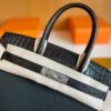 H Factory Bags Birkin Touch Togo & Niloticus Crocodile Black Silver Hardware 30cm Full Handmade
