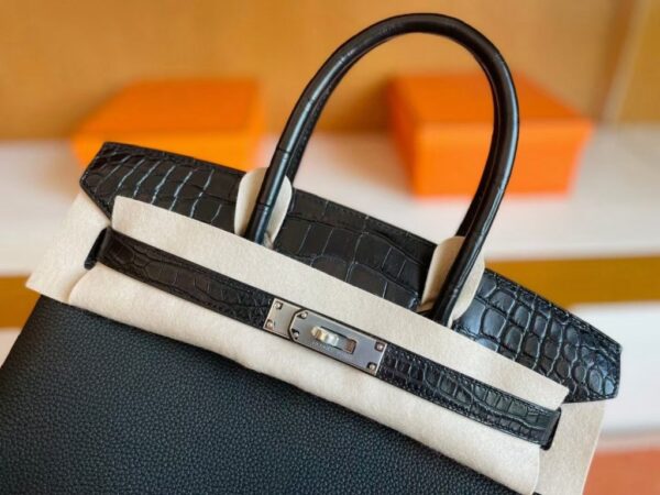 mmexport1741312588013-1024x768-1 H Factory Bags Birkin Touch Togo & Niloticus Crocodile Black Silver Hardware 30cm Full Handmade
