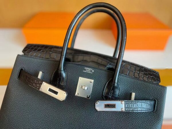 mmexport1741312596361-1024x768-1 H Factory Bags Birkin Touch Togo & Niloticus Crocodile Black Silver Hardware 30cm Full Handmade