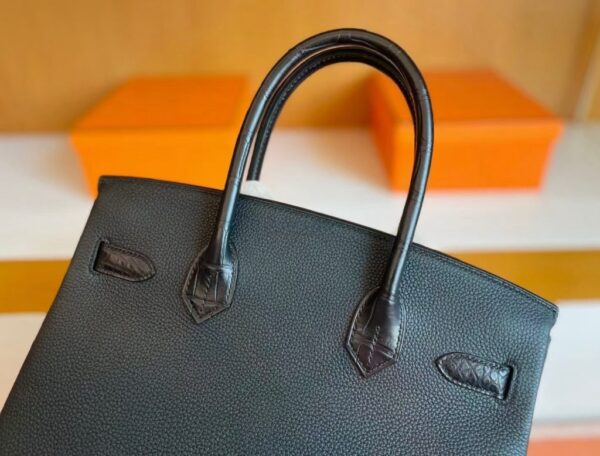 mmexport1741312601299-1024x778-1 H Factory Bags Birkin Touch Togo & Niloticus Crocodile Black Silver Hardware 30cm Full Handmade
