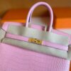 H Factory Bags Birkin Matte Alligator Crocodile 5P cherry pink Gold Hardware 25cm Full Handmade