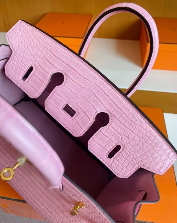 mmexport1741312770204-812x1024-1 H Factory Bags Birkin Matte Alligator Crocodile 5P cherry pink Gold Hardware 25cm Full Handmade