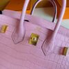 H Factory Bags Birkin Matte Alligator Crocodile 5P cherry pink Gold Hardware 25cm Full Handmade