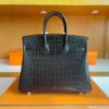 H Factory Bags Birkin Matte Alligator Crocodile Black Gold Hardware 25cm Full Handmade
