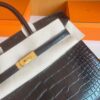 H Factory Bags Birkin Matte Alligator Crocodile Black Gold Hardware 25cm Full Handmade