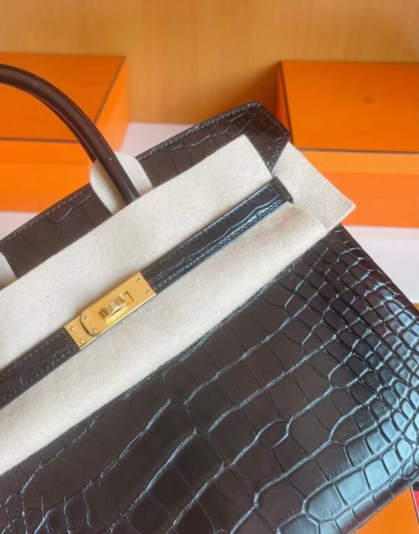 mmexport1741312820058-804x1024-1 H Factory Bags Birkin Matte Alligator Crocodile Black Gold Hardware 25cm Full Handmade
