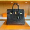 H Factory Bags Birkin Matte Alligator Crocodile Black Gold Hardware 25cm Full Handmade
