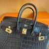 H Factory Bags Birkin Matte Alligator Crocodile Black Gold Hardware 25cm Full Handmade
