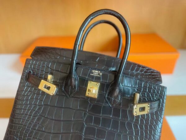 mmexport1741312823372-1024x768-1 H Factory Bags Birkin Matte Alligator Crocodile Black Gold Hardware 25cm Full Handmade