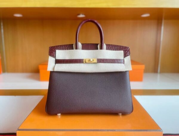 mmexport1741312848562-1024x782-1 H Factory Bags Birkin Touch Togo & Matte Alligator OG brownish red Gold Hardware 25cm Full Handmade