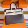H Factory Bags Birkin Touch Togo & Matte Alligator OG brownish red Gold Hardware 25cm Full Handmade