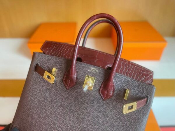mmexport1741312854884-1024x768-1 H Factory Bags Birkin Touch Togo & Matte Alligator OG brownish red Gold Hardware 25cm Full Handmade