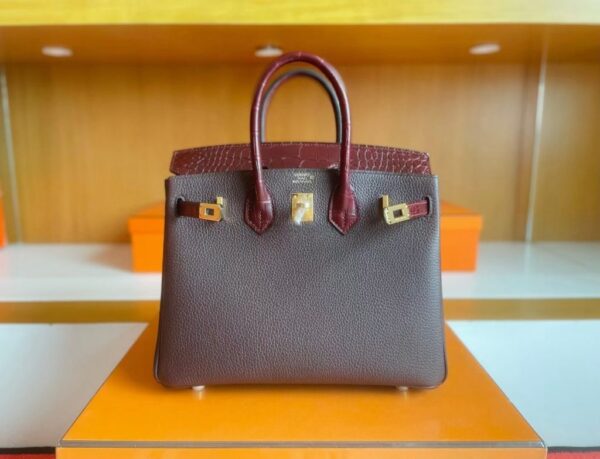 mmexport1741312856359-1024x784-1 H Factory Bags Birkin Touch Togo & Matte Alligator OG brownish red Gold Hardware 25cm Full Handmade