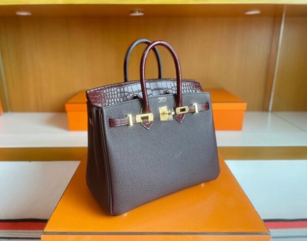 mmexport1741312861292-1024x803-1 H Factory Bags Birkin Touch Togo & Matte Alligator OG brownish red Gold Hardware 25cm Full Handmade